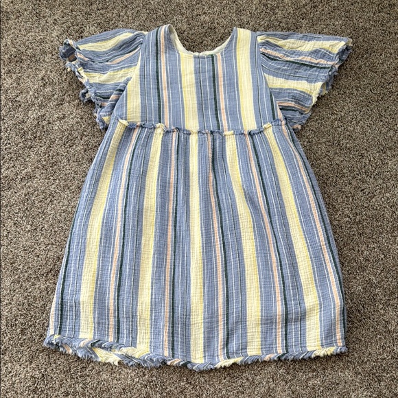 dip Dresses & Skirts - Dip Blue and Yellow Ruffled Tiered Midi Sundress